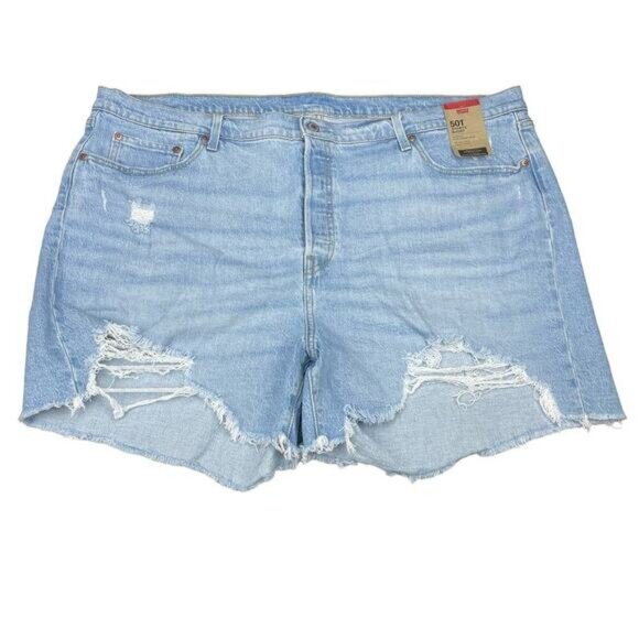Levi's 501 High Rise Distressed Denim Shorts Plus Size 24W - Picture 4 of 10